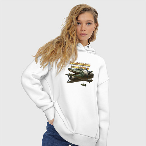 Женское худи оверсайз Bombardino Crocodillo / Белый – фото 3