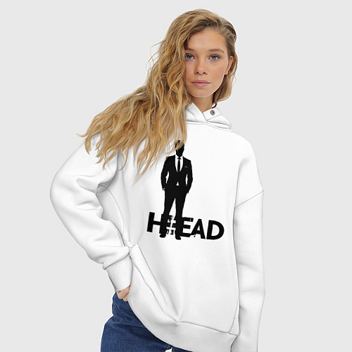Женское худи оверсайз Руководитель в деловом костюме / Белый – фото 3