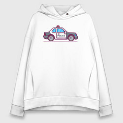 Толстовка оверсайз женская Police car, цвет: белый
