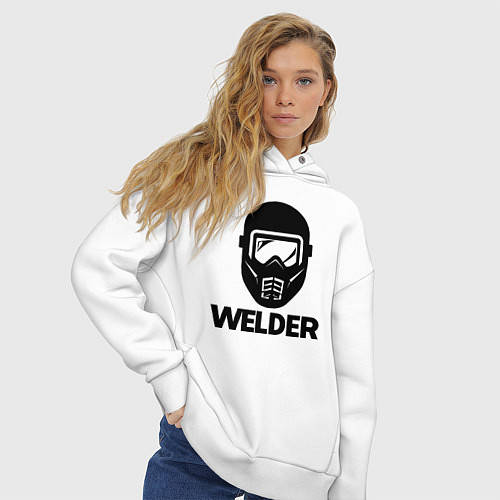 Женское худи оверсайз Маска сварщика / Белый – фото 3