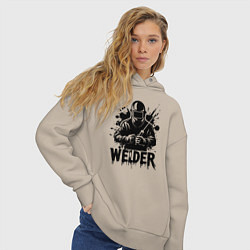 Толстовка оверсайз женская Сварщик черной краской, цвет: миндальный — фото 2