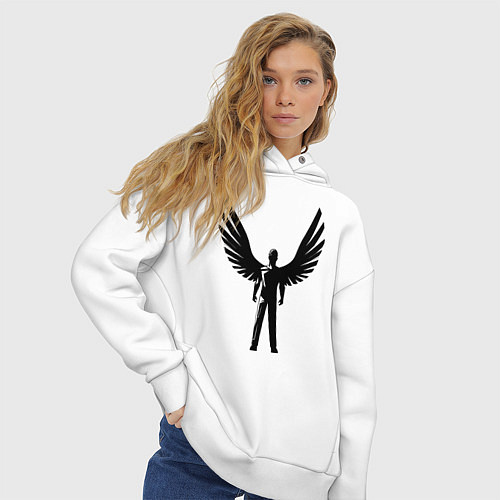 Женское худи оверсайз Крылатый строитель / Белый – фото 3