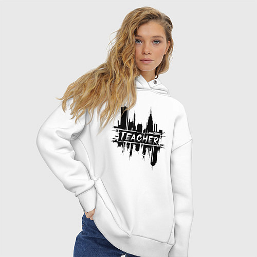 Женское худи оверсайз Учитель в городе / Белый – фото 3