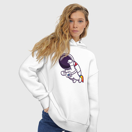 Женское худи оверсайз Супер космонавт в полёте / Белый – фото 3