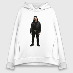 Толстовка оверсайз женская Bones во весь рост, цвет: белый