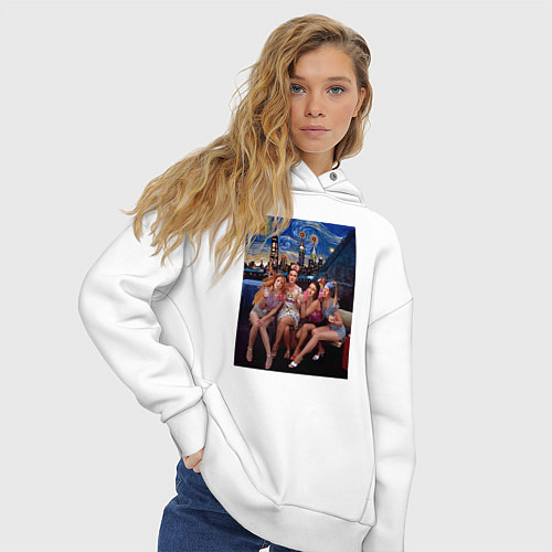 Женское худи оверсайз Искусство в большом городе - art and the city / Белый – фото 3