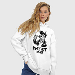 Толстовка оверсайз женская Bender - punks not dead motto, цвет: белый — фото 2