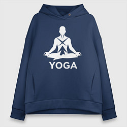 Толстовка оверсайз женская Медитация в позе лотоса, цвет: тёмно-синий