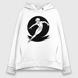 Толстовка оверсайз женская Конькобежец аниме, цвет: белый