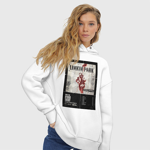 Женское худи оверсайз Linkin Park альбом Hybrid Theory / Белый – фото 3