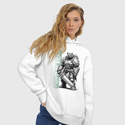 Толстовка оверсайз женская Боевой медведь с цепным клинком, цвет: белый — фото 2
