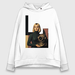 Толстовка оверсайз женская Девушки и старый водолазный шлем ретрофутуризм поп, цвет: белый