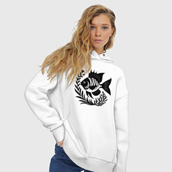 Толстовка оверсайз женская Рыба в морских зарослях, цвет: белый — фото 2