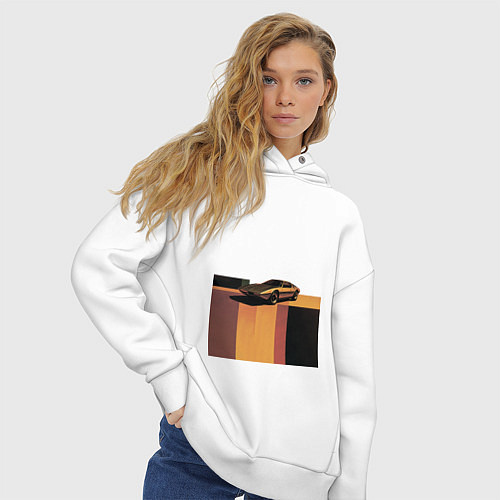 Женское худи оверсайз Ретрофутуризм спорткар поп-арт 1970-е / Белый – фото 3