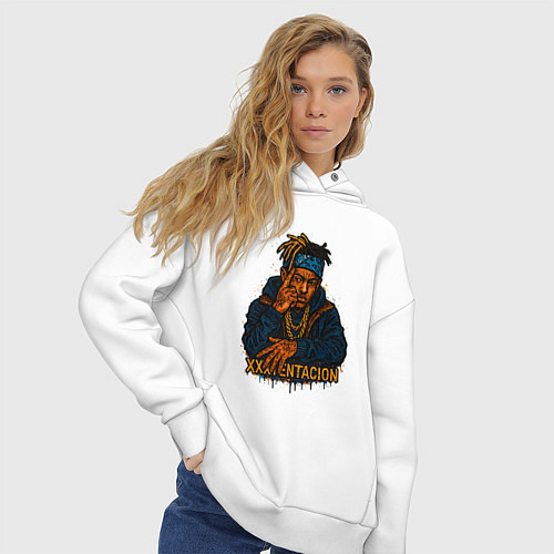 Женское худи оверсайз XXXTentacion думает / Белый – фото 3