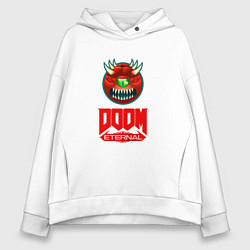 Толстовка оверсайз женская Doom eternal logo, цвет: белый