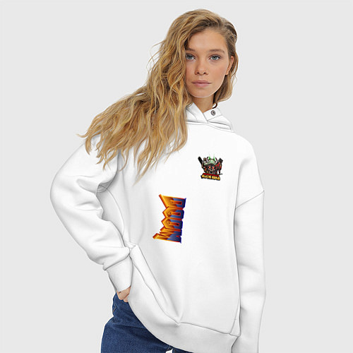 Женское худи оверсайз Doom персонаж из игры / Белый – фото 3