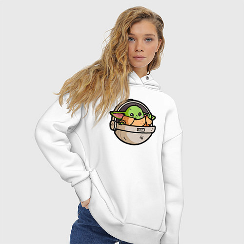 Женское худи оверсайз Yoda baby / Белый – фото 3