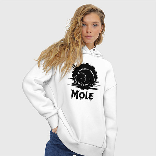 Женское худи оверсайз Крот в круге / Белый – фото 3