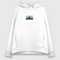 Толстовка оверсайз женская Да ты че мем майнкрафт, цвет: белый