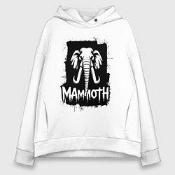 Толстовка оверсайз женская Мамонт в стиле граффити, цвет: белый