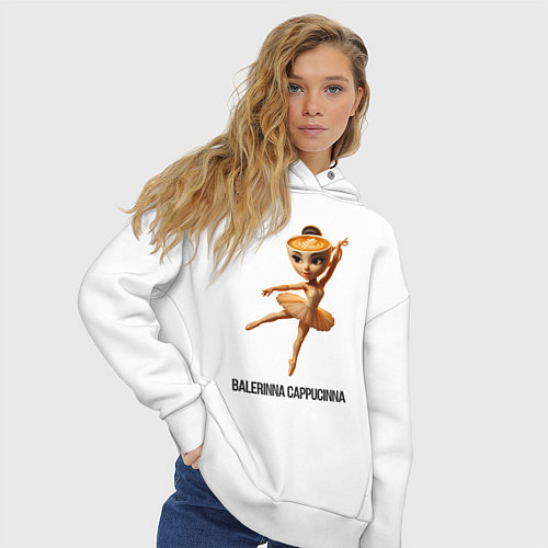 Женское худи оверсайз Balerinna Cappucinna / Белый – фото 3