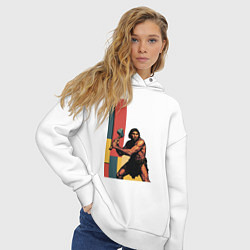 Толстовка оверсайз женская Поп-арт неандерталец, цвет: белый — фото 2