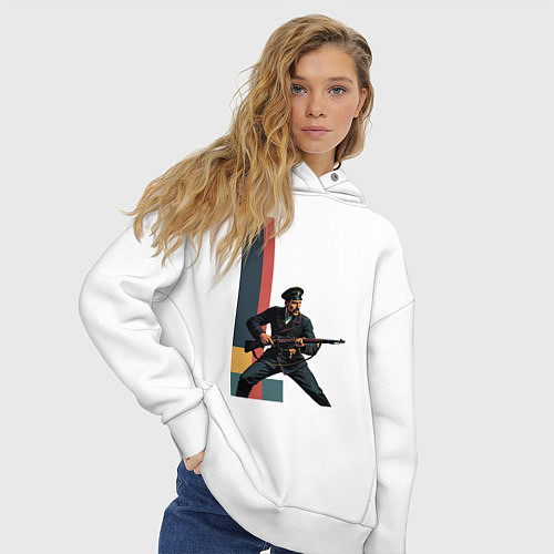 Женское худи оверсайз Поп-арт, белогвардеец / Белый – фото 3