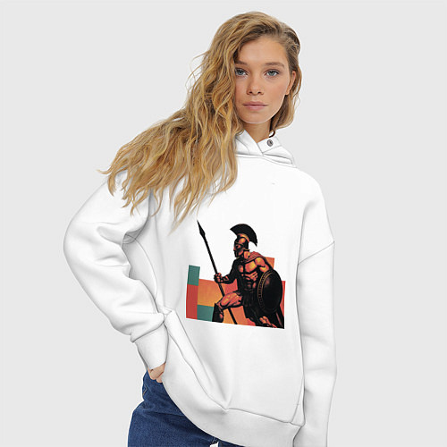 Женское худи оверсайз Спартанец поп-арт / Белый – фото 3