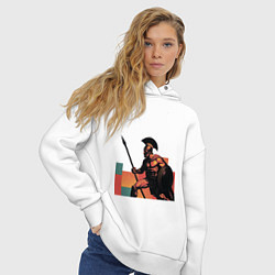 Толстовка оверсайз женская Спартанец поп-арт, цвет: белый — фото 2