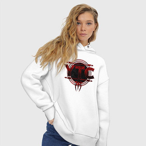Женское худи оверсайз Roman Reigns ytc wwe logo / Белый – фото 3