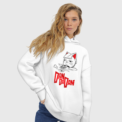 Женское худи оверсайз Dandadan - chill / Белый – фото 3
