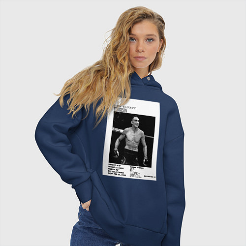 Женское худи оверсайз Тони Фергюсон постер / Тёмно-синий – фото 3