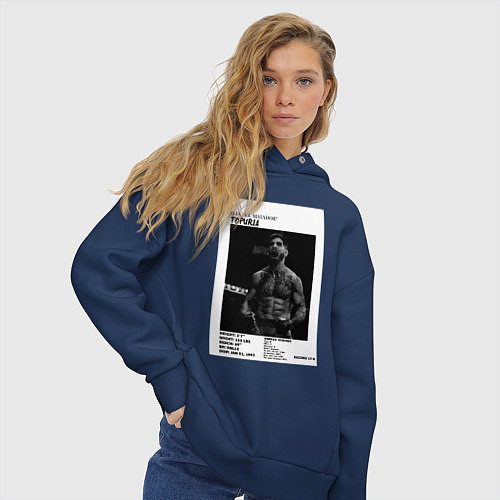Женское худи оверсайз Илия Топурия постер / Тёмно-синий – фото 3