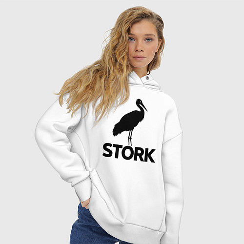 Женское худи оверсайз Черный аист / Белый – фото 3