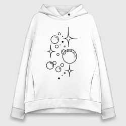 Толстовка оверсайз женская Мыльные пузыри, цвет: белый