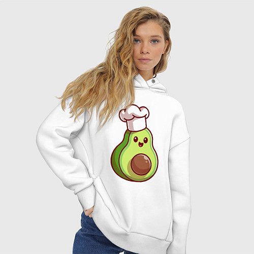 Женское худи оверсайз Повар авокадо / Белый – фото 3