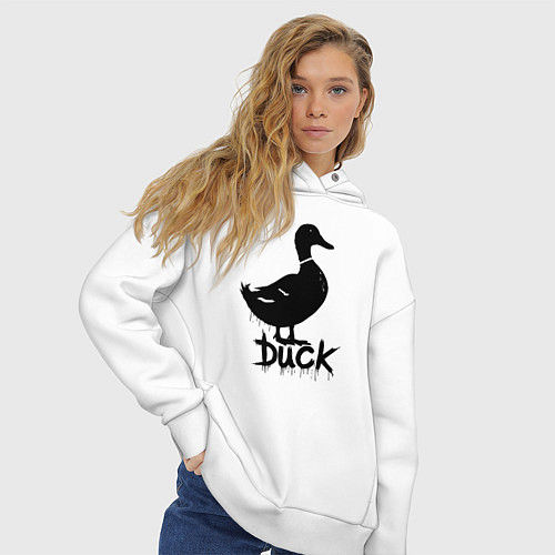 Женское худи оверсайз Граффити утка / Белый – фото 3