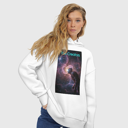 Женское худи оверсайз The Creators - space giant / Белый – фото 3