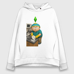 Толстовка оверсайз женская Эрик картман моет посуду в Sims, цвет: белый