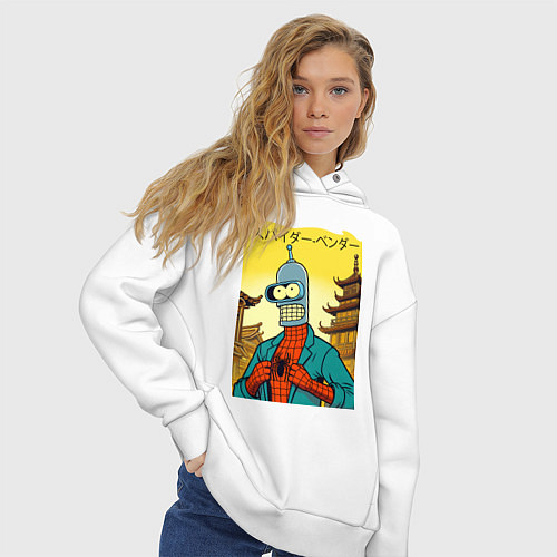 Женское худи оверсайз Spider Bender -Japanese style / Белый – фото 3