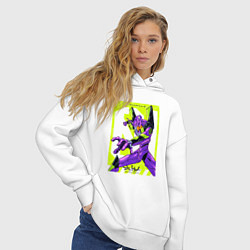 Толстовка оверсайз женская Неон Генезис Евангелион, цвет: белый — фото 2