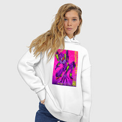 Толстовка оверсайз женская Евангелион 01 - Синдзи, цвет: белый — фото 2