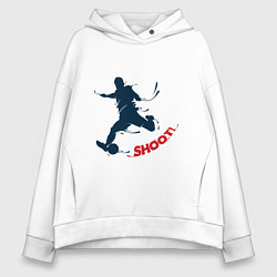 Толстовка оверсайз женская Футболист, цвет: белый