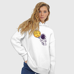 Толстовка оверсайз женская Поймать луну, цвет: белый — фото 2