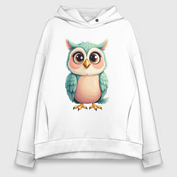 Толстовка оверсайз женская Милый совенок, цвет: белый