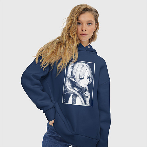 Женское худи оверсайз Фрирен - портрет / Тёмно-синий – фото 3