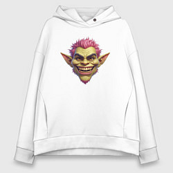 Толстовка оверсайз женская Гоблин с розовыми волосами, цвет: белый