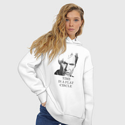 Толстовка оверсайз женская Time is a flat circle - true detective, цвет: белый — фото 2