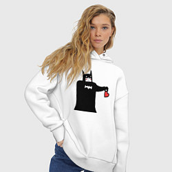 Толстовка оверсайз женская Сердечко Бэтмена, цвет: белый — фото 2